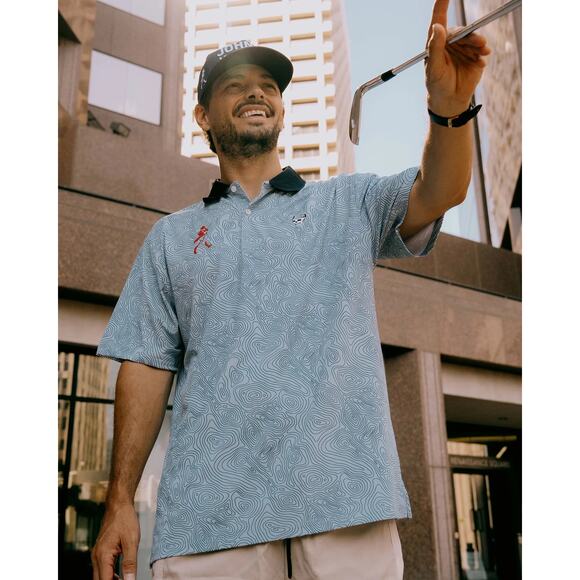 Devereux Golf x Johnnie Walker Topo Blue Polo - Sky Topo - Size L - NEW - Picture 2 of 6